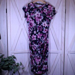 My Bump Maternity Bodycon Dress Navy Floral Small NWOT